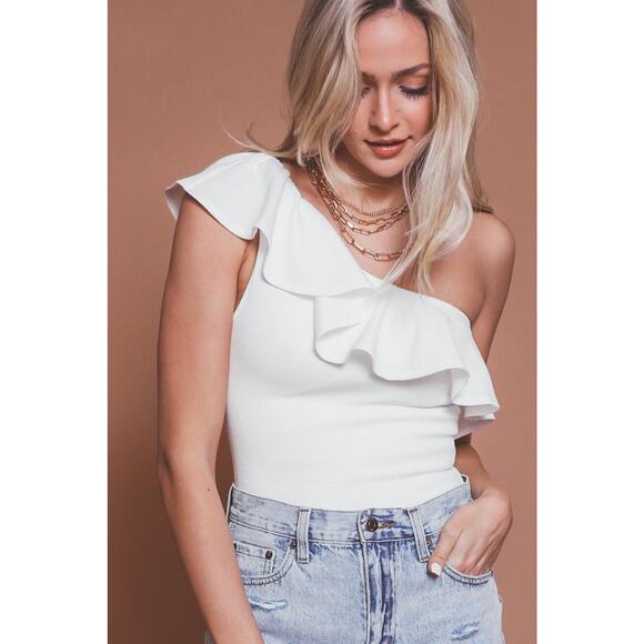 Show Me Your Mumu Ophelia Ruffle Bodysuit Bone XS NWT - Picture 1 of 8